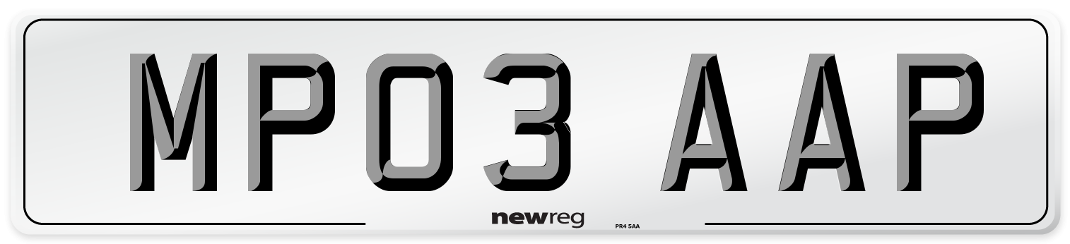 MP03 AAP Number Plate from New Reg
